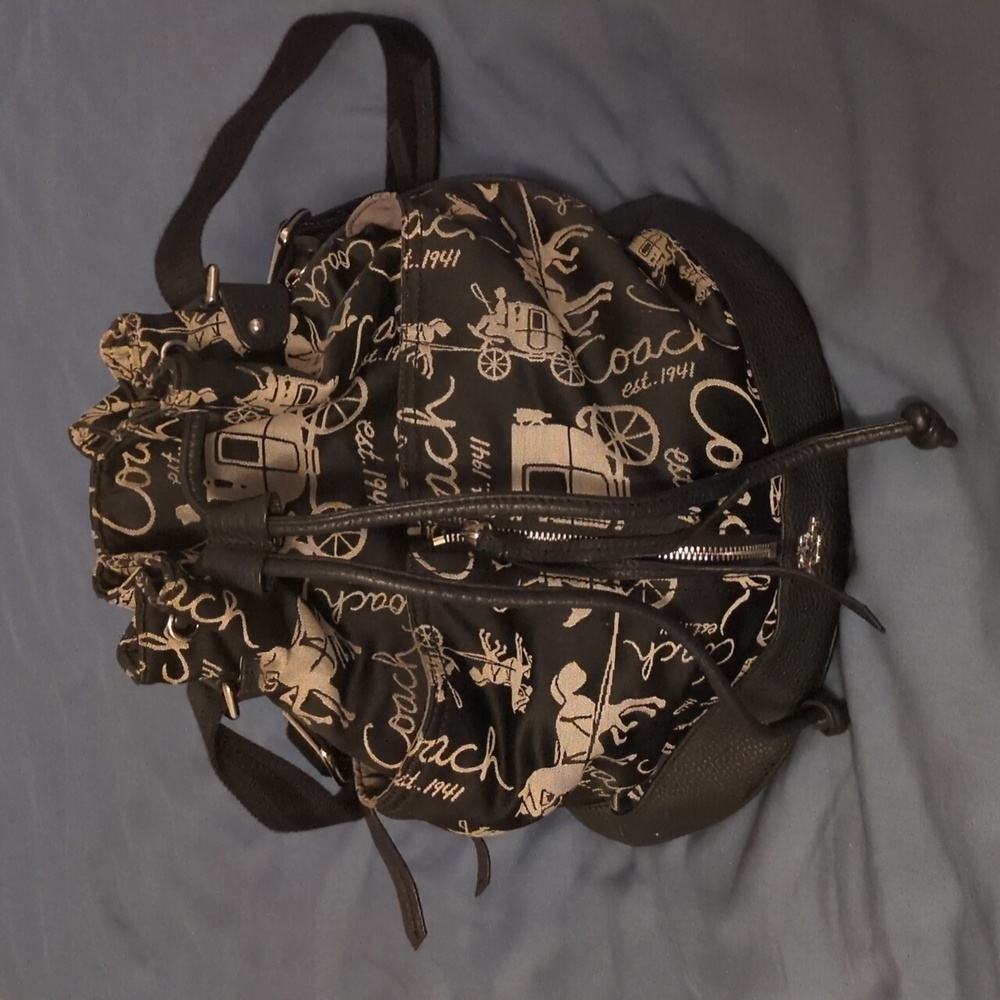 Coach Black and White Graphic Backpack/Body Bag